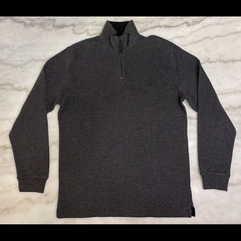 Chaps 100% Cotton 1/4 Zip Sweater Black/Grey